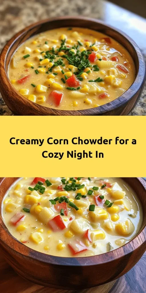 Looking for a comforting and delicious dish? Try this Creamy Fresh Corn Chowder Delight! Made with fresh corn, potatoes, and a hint of smoked paprika, this chowder is packed with flavor. It's perfect for a cozy night in or a family gathering. Ready in just 45 minutes, you can customize it with heavy cream or coconut milk for a dairy-free option. Garnish with fresh herbs and enjoy a bowl of creamy goodness that’s sure to warm your heart!