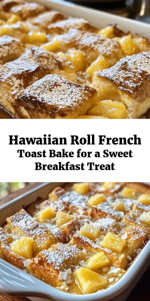 Start your morning off right with this delicious Sweet Hawaiian Roll French Toast Bake! Packed with flavors from pineapple, coconut, and warm spices, this easy bake is perfect for brunch or a cozy breakfast. Simply soak the fluffy rolls in a creamy custard overnight for the best taste, then bake to golden perfection. Serve warm with a dusting of powdered sugar and a drizzle of maple syrup for a delightful treat your family will love!