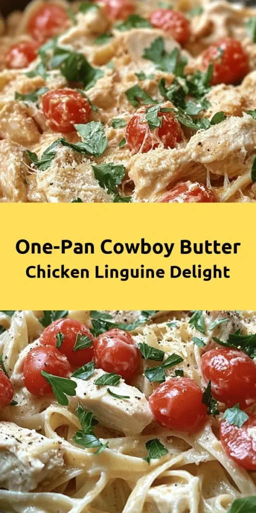 Savor the flavors of this Easy Cowboy Butter Chicken Linguine! This quick and delightful recipe combines tender chicken, rich buttery sauce, and al dente linguine, all brought together with garlic, smoked paprika, and a kick of cayenne. With cherry tomatoes and fresh parsley for that burst of color, it’s perfect for a cozy dinner. Ready in just 30 minutes, serve it topped with Parmesan for a satisfying meal everyone will love!