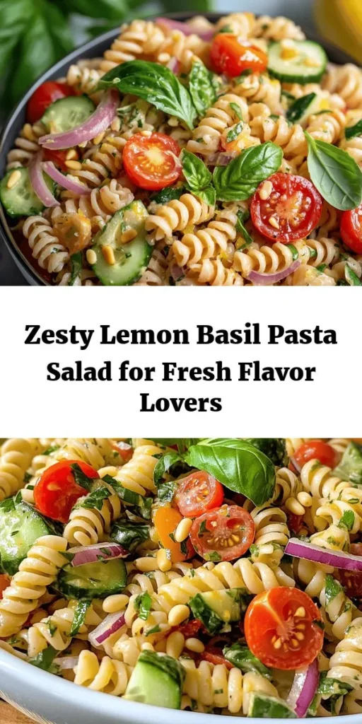 Fresh, vibrant, and bursting with flavor, this Lemon Basil Pasta Salad is the perfect addition to your summer meals! Made with whole grain pasta, juicy cherry tomatoes, crunchy cucumbers, and fragrant basil, this dish is both healthy and delicious. Tossed in a zesty lemon dressing and topped with toasted pine nuts, it's sure to impress. Great for picnics or as a side dish, it’s easy to prepare and can be enjoyed cold or at room temperature. Try it today!