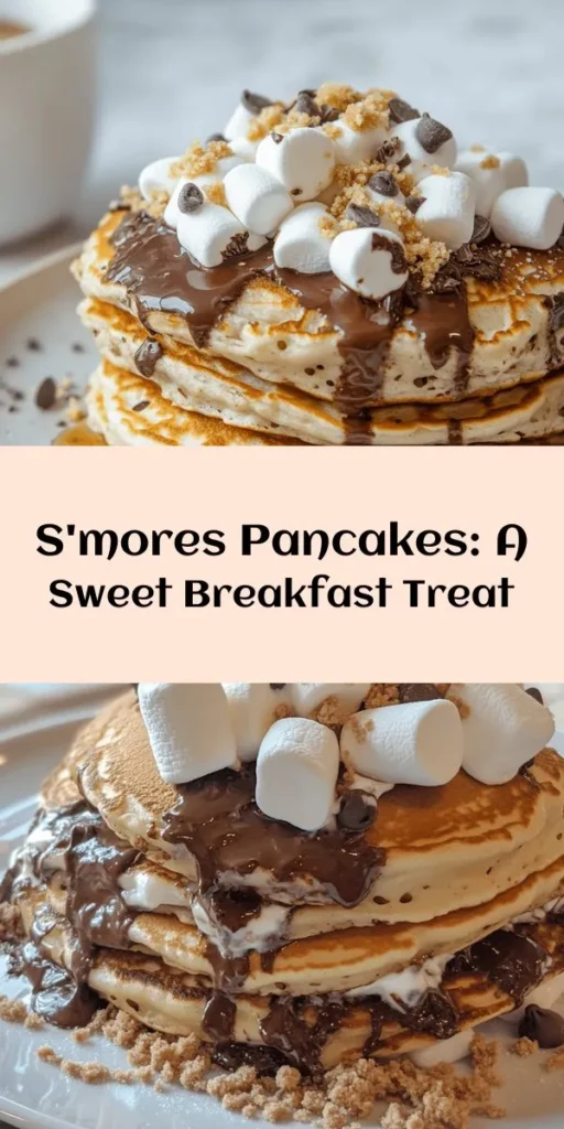 Transform breakfast into a sweet treat with these irresistible S’mores Pancakes! Combining fluffy pancakes with chocolate chips, mini marshmallows, and crushed graham crackers, this recipe delivers that classic campfire flavor right on your plate. With a quick prep time of just 10 minutes and a total of 20 minutes, you can delight your taste buds any day of the week. Serve them warm, topped with extra chocolate and marshmallows for the ultimate indulgence!