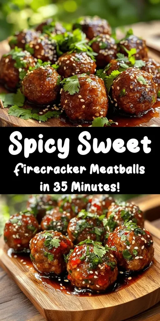 Spice up your dinner with these easy firecracker meatballs! Perfectly tender and bursting with flavor, this recipe combines ground beef (or turkey), panko breadcrumbs, and Parmesan cheese for a deliciously savory base. Toss them in a sweet and spicy firecracker sauce made with chili sauce and soy sauce, then garnish with fresh cilantro and sesame seeds. Great as an appetizer or served over rice or noodles, these meatballs are sure to impress!