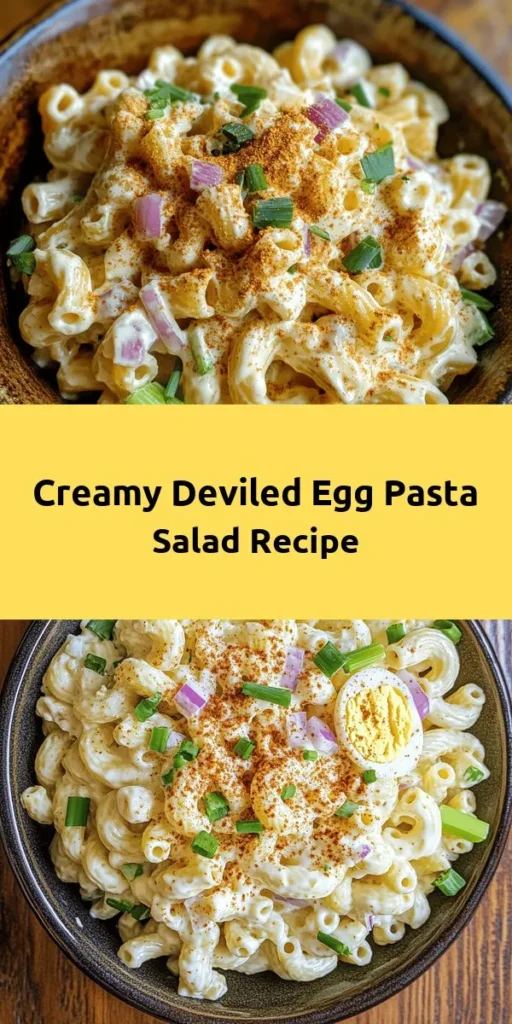 Try this delicious Deviled Egg Pasta Salad that combines creamy, tangy flavors in every bite! With elbow macaroni, chopped hard-boiled eggs, and refreshing vegetables like celery and red onion, this dish is perfect for picnics or potlucks. The dressing features mayonnaise, Dijon mustard, and a hint of paprika for an extra kick. Easy to make and even easier to enjoy, this salad packs a punch! Chill for an hour, garnish, and serve to impress your guests.
